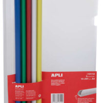 Apli Encuadernadores Deslizantes en Colores Surtidos 10x297mm con Funda Transparente - Ranura para Facil Insercion de Hojas - Pack de 5 con Capacidad de 100 Hojas