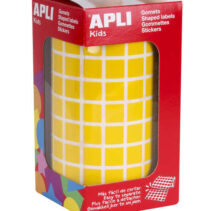 Apli Gomets Cuadrados Amarillos - 10x10mm - 59 Hojas Pretroqueladas - 6372 Gomets por Rollo - Ideal para Escuelas y Talleres Infantiles - Normas EN-71 y FSC - Adhesivo Base Agua - Materiales 100% Reciclables