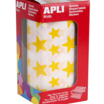 Apli Gomets Estrella Amarillos - 12.5mm y 19.5mm - Adhesivo Permanente - 2360 Gomets por Rollo - Ideal para Desarrollar Habilidades Infantiles