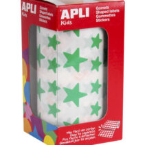 Apli Gomets Estrella Verde - 12.5mm y 19.5mm - Adhesivo Permanente - 2360 Gomets por Rollo - Ideal para Escuelas y Talleres Infantiles