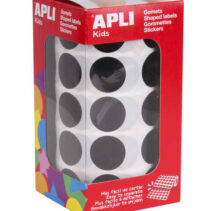 Apli Pack de 1.770 Gomets Redondos Ø 20mm - Adhesivo Permanente Base de Agua - Libre de Disolventes - Color Negro