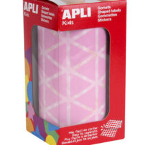 Apli Gomets Triangulares Rosa - Tamaño 20x20x20mm - Adhesivo Permanente - 2832 Gomets por Rollo - Ideal para Actividades Creativas y Desarrollo de Habilidades