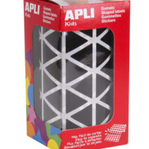 Apli Gomets Triangulares Negros - Tamaño 20 x 20 x 20mm - Adhesivo Permanente - 2832 Gomets por Rollo - Ideal para Escuelas y Talleres Infantiles