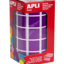 Apli Gomets Cuadrados Lila - 20 x 20mm - 59 Hojas Pretroqueladas - 1770 Gomets por Rollo - Ideal para Escuelas y Talleres Infantiles - Normas EN-71 y FSC - Adhesivo Base Agua - Materiales 100% Reciclables