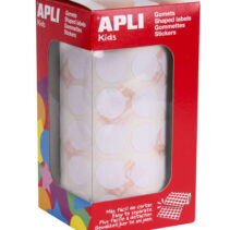 Apli Gomets Redondos Blancos Ø 15mm - 59 Hojas Pretroqueladas - 2832 Gomets por Rollo - Adhesivo Base Agua - Normas EN-71 y FSC