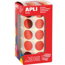 Apli Gomets Redondos Ø 20mm Rojo Metalizado - 59 Hojas Pretroqueladas - 1770 Gomets por Rollo - Ideal para Actividades Creativas con Niños - Normas EN-71 y FSC - Adhesivo Base Agua - Materiales 100% Reciclables