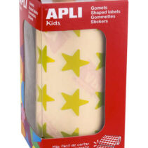 Apli Gomets Estrella Amarillo Metalizado - Tamaño 19.5mm - 1416 Gomets por Rollo - Adhesivo Base Agua - Normas EN-71 y FSC