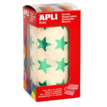 Apli Gomets Estrella Verde Metalizado - Tamaño 19.5mm - 1416 Gomets por Rollo - Adhesivo Permanente - Ideal para Escuelas y Talleres Infantiles - Cumple con Normas de Calidad y Seguridad