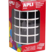 Apli Gomets Cuadrados Negros - 15 x 15mm - 59 Hojas Pretroqueladas - 2832 Gomets por Rollo - Ideal para Escuelas y Talleres Infantiles - Normas EN-71 y FSC - Adhesivo Base Agua - Materiales 100% Reciclables