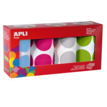 Apli Pack de 4 Rollos de Gomets Redondos Ø 45mm - 1416 Gomets por Pack - Adhesivo Permanente - Desarrollo de Habilidades en Niños Pequeños - Colores Surtidos