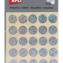 Apli Gomets Redondos Holograficos Ø 20mm - Adhesivo Permanente - 90 Gomets en 3 Hojas - Desarrollo de Habilidades y Creatividad - Normas de Calidad y Seguridad - Reciclables