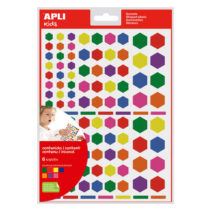 Apli Gomets Hexagonales Removibles - 3 Tamaños Surtidos - 624 Gomets por Bolsa - Desarrollo de Habilidades y Creatividad - Colores: Verde