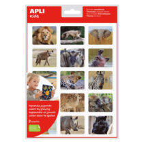 Apli Gomets Realistas Animales en su Habitat - 30 Gomets Tematicos Rectangulares por Bolsa - Imagenes Realistas de Animales Salvajes - Adhesivo Removible