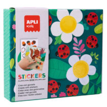 Apli Kids Juegos de Gomets Mariquita - 8 Laminas Ilustradas de 200G - 8 Hojas de Gomets Removibles Geometricos - Alto Valor Didactico - Caja de Carton con Diseño Exclusivo - Colorido