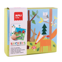 Apli Juego de Gomets Bosque - 8 Laminas Ilustradas de 200G - Gomets Removibles Geometricos en Distintos Colores - Libro Guia con Ejemplos en Color - Alto Valor Didactico - Colorido