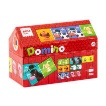 Apli Kids Domino de la Granja Ilustrado por Angelica Scudamore - 28 Piezas de 14x7 cm - Caja en Forma de Casita - Piezas Resistentes y Seguras - Mejora la Concentracion