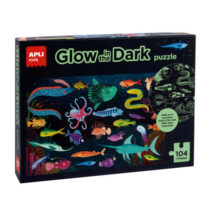 Apli Kids Puzle Fluorescente "Glow In The Dark" Tematica Oceano - 104 Piezas 5x5 cm - Tamaño 64.5x41.5 cm - Incluye Poster - Diseño Infantil y Colorido - Carton 2mm - Desarrolla Habilidades - Colorido