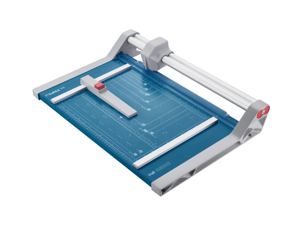 Dahle 550 Cizalla Profesional de Rodillo Formato A4 - Capacidad 20 Hojas - Cuchilla Circular Autoafilable de Acero - Dos Topes Angulares