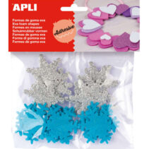 Apli Formas Goma Eva Adhesivas Copo de Nieve Purpurina 22 U - Decoracion Navideña - Faciles de Pegar - Brillantes y Llamativas