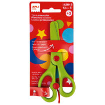 Apli Kids Tijera Preescolar Ergonomica 13cm - Muelle para Apertura Facil - Hojas de Plastico - Punta Redondeada - Ideal para Niños de 3+ - Color Verde