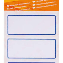 Apli Etiquetas Adhesivas Escolares Basicas - Tamaño 78x34mm - 6 Hojas (18 Etiquetas) - Adhesivo Permanente de Alta Calidad - Color Blanco con Ribete Azul