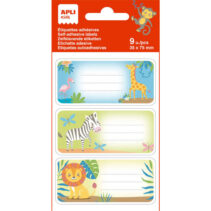 Apli Etiquetas Adhesivas Escolares Savana - Tamaño 81x36mm - Adhesivo Permanente de Alta Calidad - 3 Hojas con 9 Etiquetas (3 por Diseño) - Ideal para Marcar e Identificar - Color Blanco