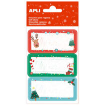 Apli Etiquetas Adhesivas Navideñas Muerdago - 9 Etiquetas Rectangulares con Cantos Redondeados - 3 Diseños Distintos - Adhesivo Permanente de Alta Calidad - Tematica Navideña - Color Rojo y Verde