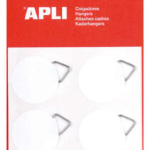 Apli Pack de 12 Colgadores Autoadhesivos Redondos Ø 30mm - Triangulo Metalico de Soporte - Base Adhesiva Blanca - Gran Resistencia - Ideal para Fotos