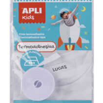 Apli Cinta Termoadhesiva para Marcar Ropa - 10mmx3m - 70% Poliester y 30% Algodon - Resistente a Lavadora y Secadora - Facil Uso con Boligrafo Comun - Color Blanco