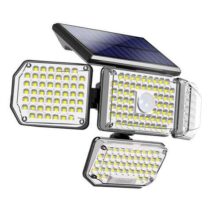 Elbat Foco Solar Cuadruple con Sensor LED 430lm - Sensor de Movimiento de 3 - 5m - Panel Solar Integrado 5.5V