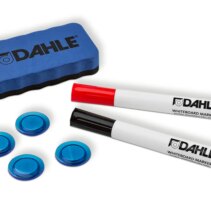 Dahle 95140 Basic Pack de 2 Rotuladores + Borrador Magnetico + 4 Imanes - Para Pizarra Blanca