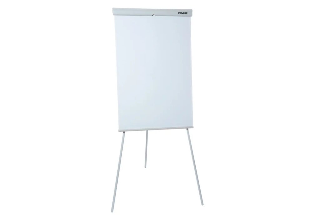 Dahle 96010 Pizarra Blanca Magnetica de Caballete con Sujecion de Bloc Universal - Regulacion de la Altura hasta 180cm - Bandeja para Rotuladores - Color Blanco