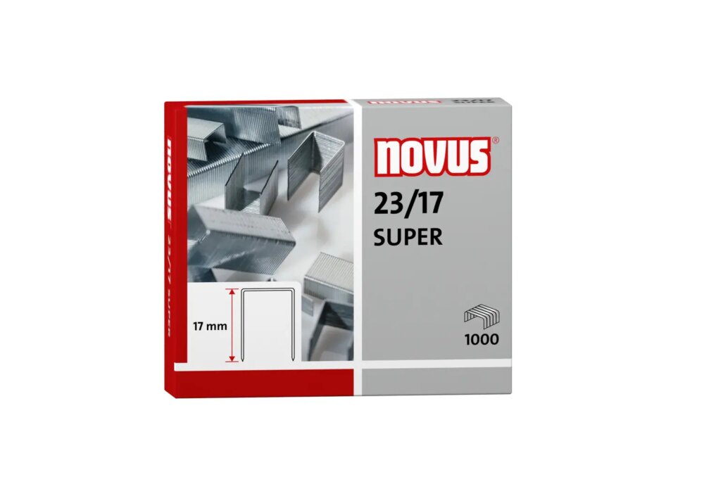 Novus 23/17 Super Caja de 1000 Grapas 23/17 Galvanizadas para Grapadoras de Gruesos