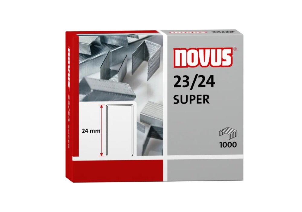 Novus 23/24 Super Caja de 1000 Grapas 23/24 Galvanizadas para Grapadoras de Gruesos