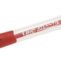 Bic Atlantis Classic Boligrafo Retractil - Punta de 1mm - Cuerpo Transparente con Grip - Color Rojo