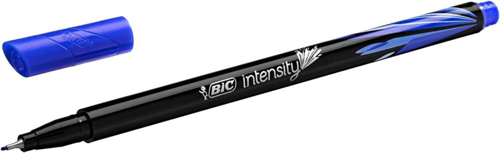 Bic Intensity Fine Rotulador de Punta Fina de 0.8mm - Trazo de 0.4mm - Tinta con Base de Agua - Color Azul