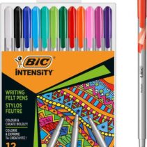 Bic Intensity Medium Pack de 12 Rotuladores - Punta Media de 0.8mm - Tinta con Base de Agua - Colores Surtidos