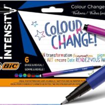 Bic Intensity Colour Change Pack de 6 Rotuladores - TecnologIa de Cambio de Color - Punta Fina de 0.4mm - Colores Surtidos