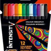 Bic Intensity Pack de 12 Rotuladores - Punta 0.9mm - Tinta con Base de Agua Lavable - Colores Surtidos