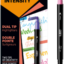 Bic Intensity Dual Tip Pack de 6 Rotuladores Doble Punta - Punta de Biselada + Punta Fina 0.04mm - Tinta con Base de Agua - Colores Surtidos