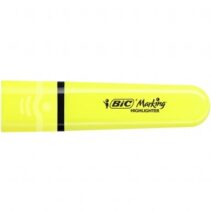 Bic Marking Highlighter Flat Marcador Fluorescente - Punta Biselada - Trazo entre 1.20 y 4.60 mm - Tinta con Base de Agua - Color Amarillo