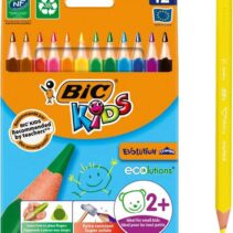 Bic Kids Evolution Triangle Pack de 12 Lapices de Colores Triangulares - Punta Ultraresistente - Sin Madera