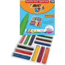 Bic Kids Plastidecor Triangle Caja de 144 Lapices de Cera - Facil de Sacar Punta - No Mancha