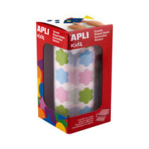 Apli Kids Rollo de 900 Gomets con Forma de Flor - Adhesivo Base Agua - Libre de Disolventes - Materiales 100% Reciclables - Colores Azul