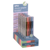 Apli Retractable Highlighter Expositor de 5 Packs de 4 Subrayadores Retractiles - Punta Biselada 4mm - Colores Surtidos Vintage