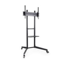 Tooq Ramses Soporte de Suelo con Ruedas para Pantallas 37" a 70" - Bloqueo de Ruedas - Estante - Gestion de Cables - Peso Max 50kg - VESA Max 600X400mm - Color Negro