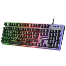 Mars Gaming MK220 Teclado Gaming USB - Tecnologia H-MECH de Pulsacion Hibrida - Iluminacion FRGB - Fabricado en Aluminio -  Antighosting - Cable de 1.50m