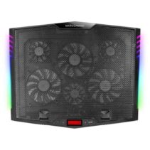 Mars Gaming MNBC5 Base de Refrigeracion para Portatil hasta 19" - 6 Ventiladores - 7 Posiciones de Inclinacion - Iluminacion ARGB Dinamica - Base para Smartphone - Rejilla de Aluminio - 2 Puertos USB 2.0