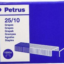 Petrus Caja de 1000 Grapas 25/10 Galvanizadas - Hasta 60 Hojas - Patilla de 10mm