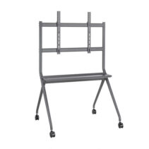 Aisens Soporte de Suelo PRO con Rueda - 1 Bandeja para Pantalla Interactiva/TV 120kg de 50-86 - Color Negro